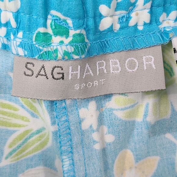 Sag Harbor Sport NWT Turquoise Tropical Floral Comfort Stretch Cropped Pants 14 - Picture 5 of 8